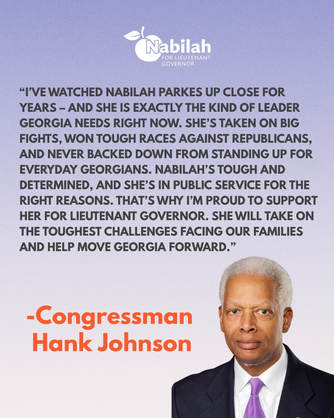 Hank Johnson endorsement for Nabilah Parkes